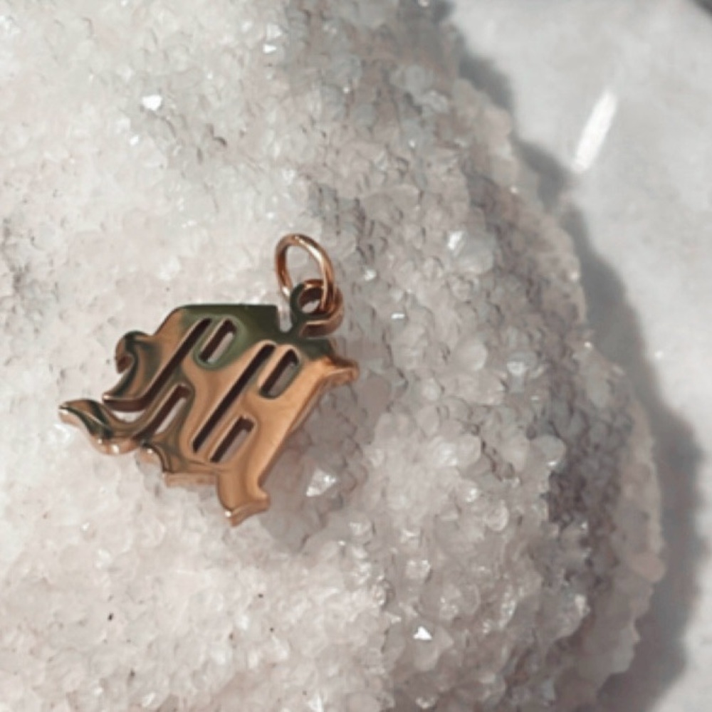 18k Gold Gothic M Initial Pendant